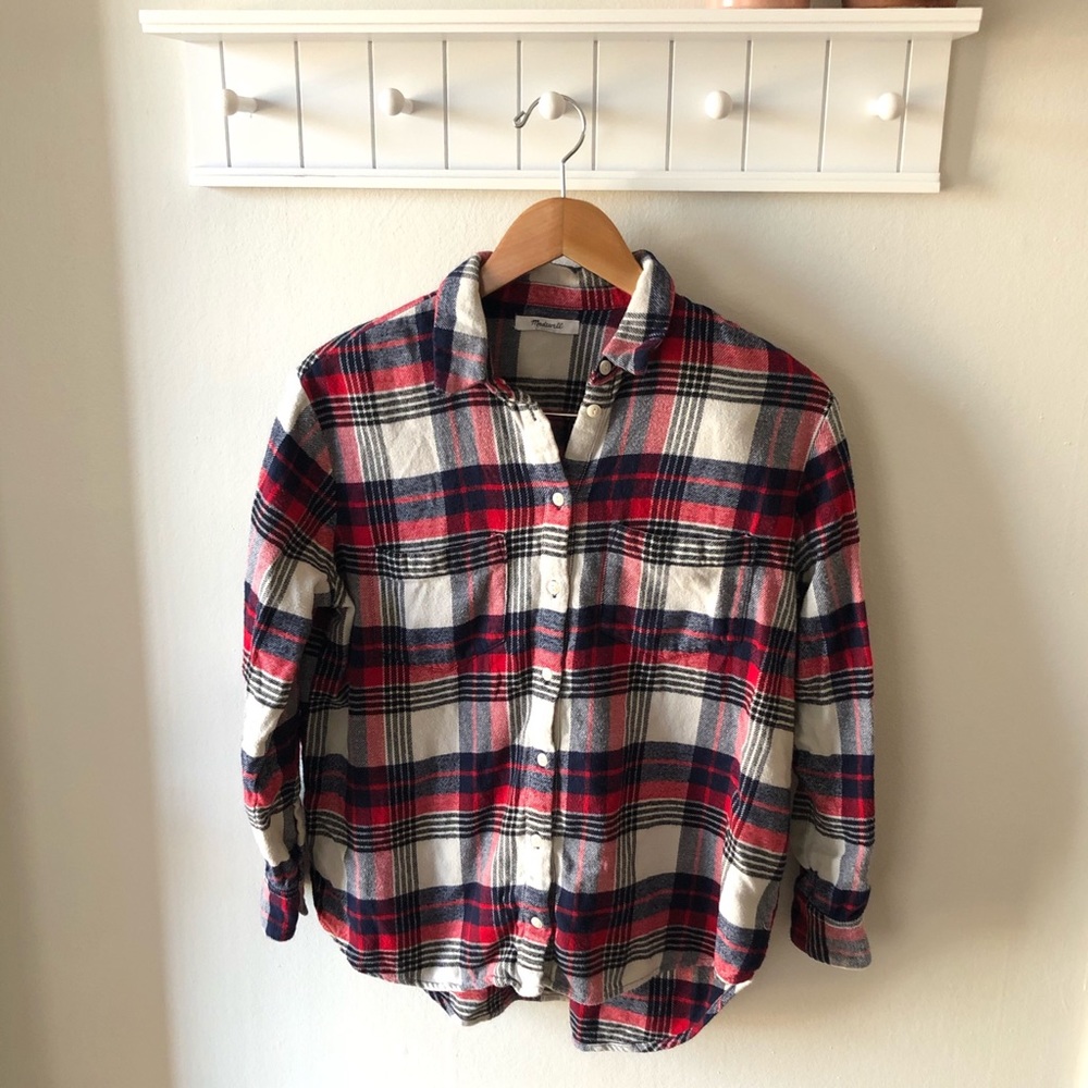 Madewell Oversized Flannel Blue Red Size Small